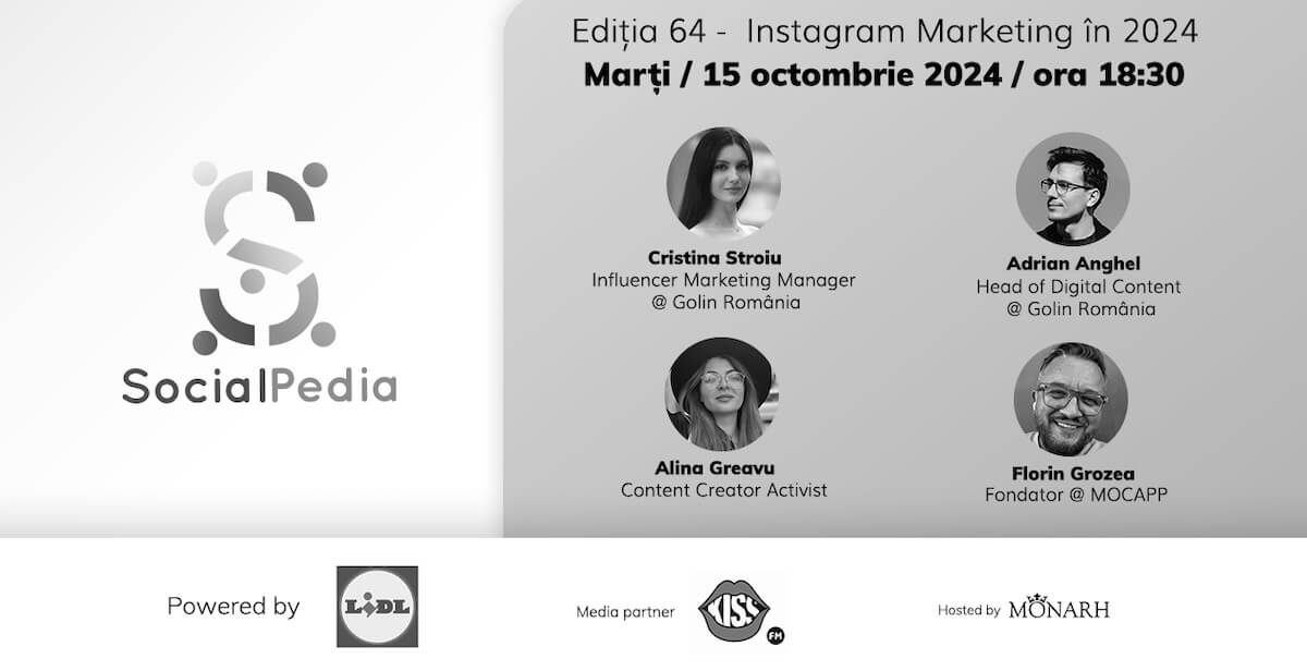 Totul despre Instagram Marketing în 2024 cu Cristina Stroiu, Adrian Anghel, Alina Greavu și Florin Grozea