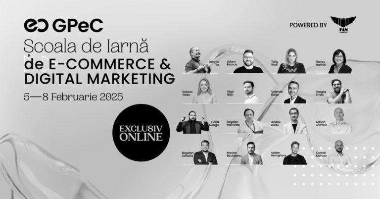 Școala de Iarnă GPeC Online 5-8 februarie 2025: 15 sesiuni de cursuri și dezbateri intensive despre tot ce e important în E-Commerce și Digital Marketing în 2025